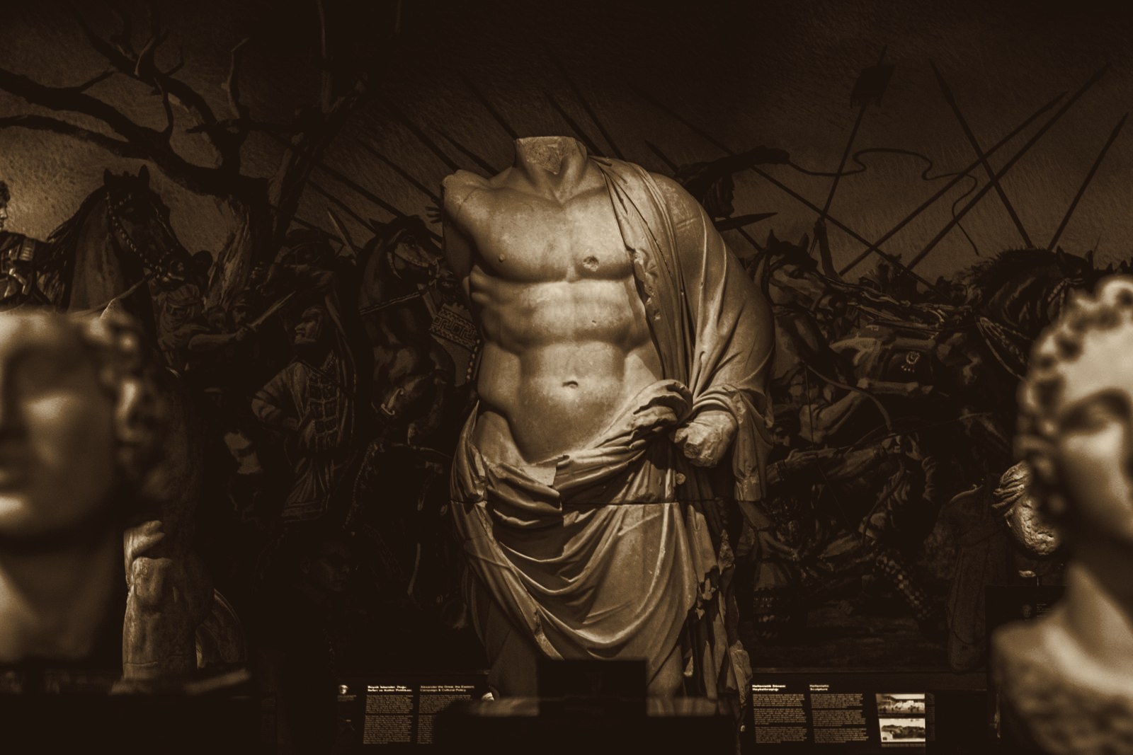 Classical sculpture in a museum gallery