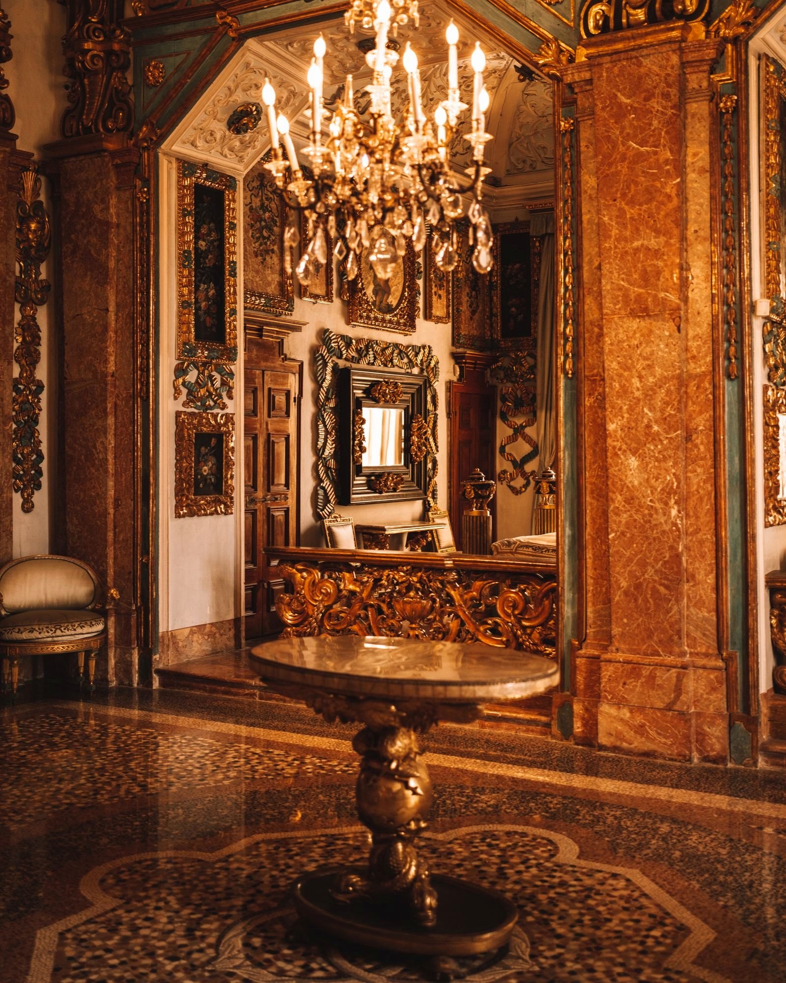 A gilded heritage interior with antique furnishings