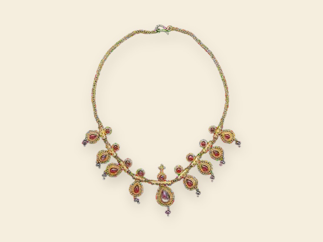 Byzantine gem-set gold necklace