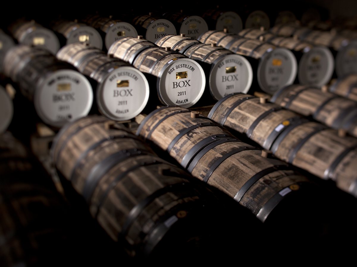 Whisky maturing in oak casks